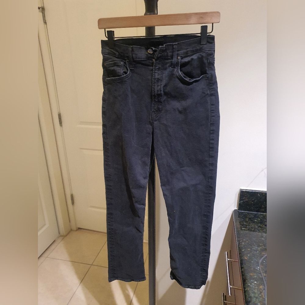 MOTHER High Waisted Rider Ankle Jeans in Not Guilty Black Wash size 27